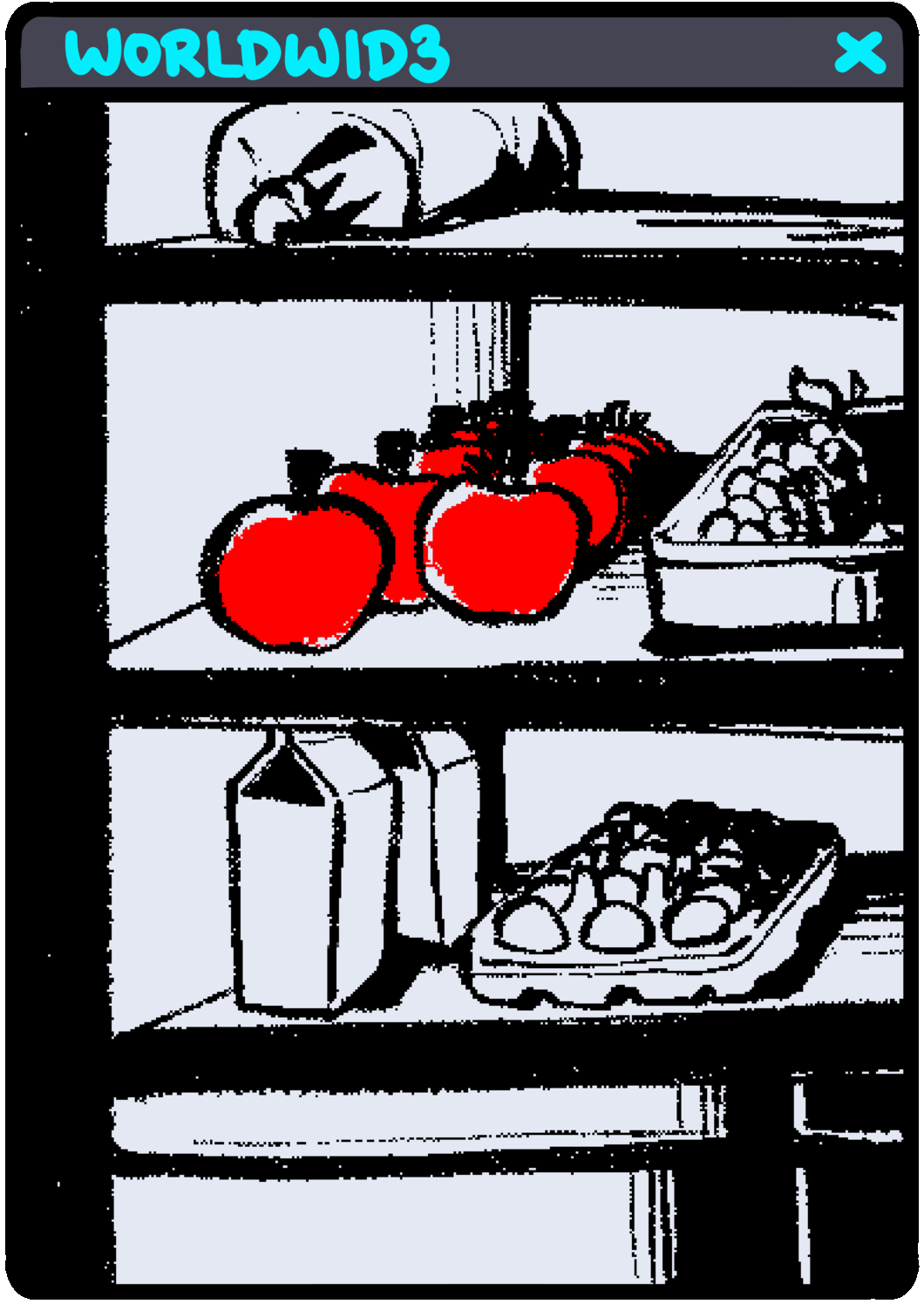 apples in open fridge gif illustration